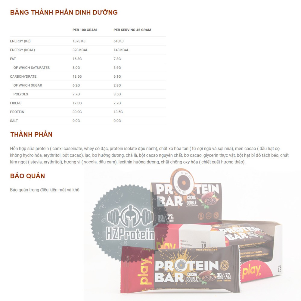 PLAY BAR - BÁNH PROTEIN BỔ SUNG DINH DƯỠNG, BỮA ĂN PHỤ TIỆN LỢI (1 BÁNH) | BigBuy360 - bigbuy360.vn