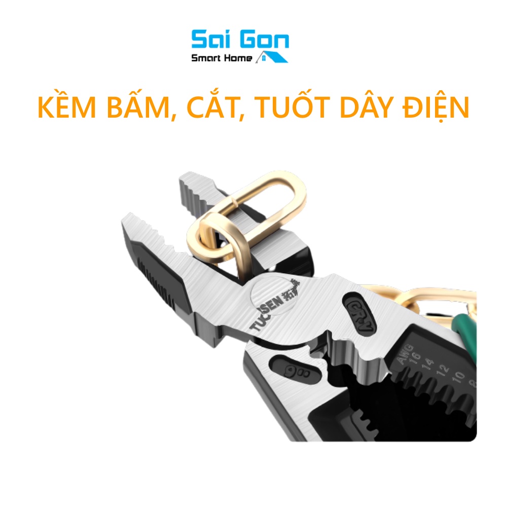 Kìm Cắt Dây Điện, Bấm, Uốn, Tuốt Dây Điện, Kìm Đa Năng Cao Cấp Tousen