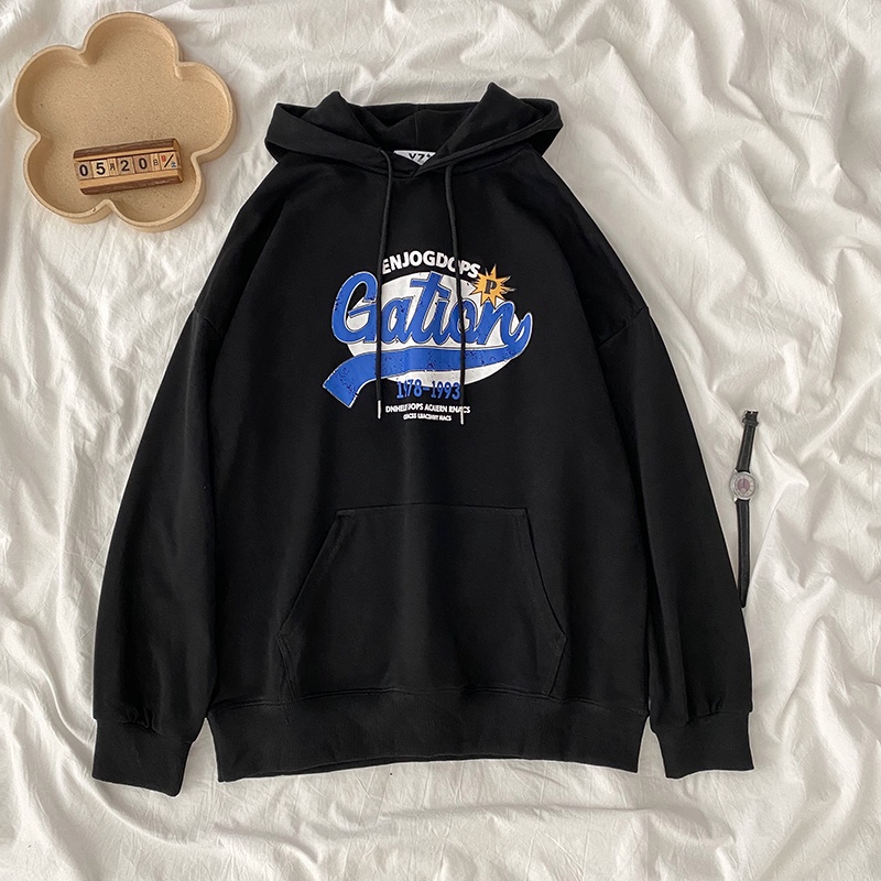 SUXI Áo Hoodie Nữ Dáng Rộng In Chữ Phong Cách Hàn Quốc Mới