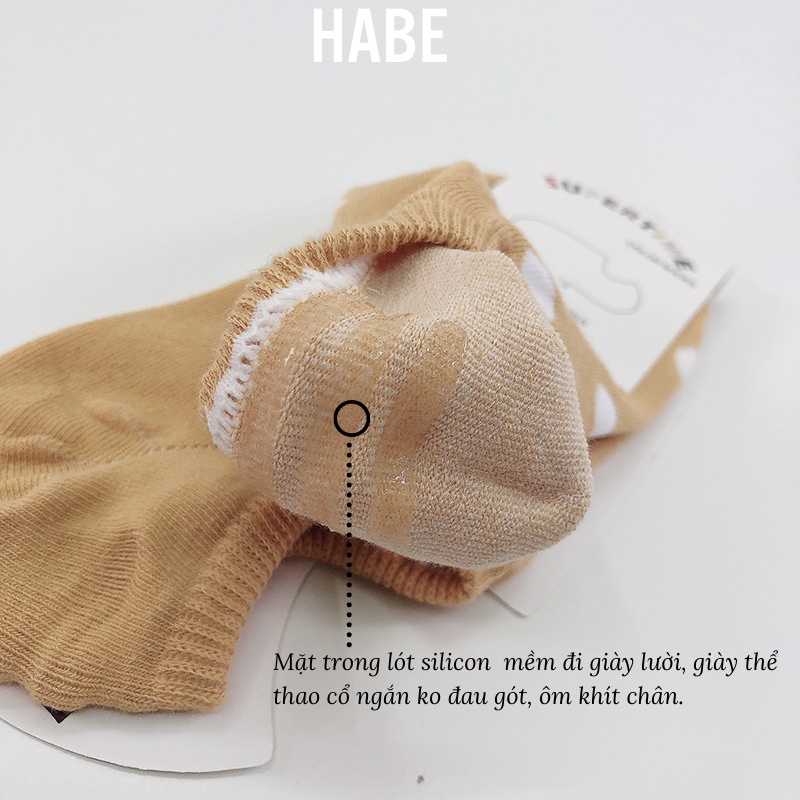 Tất vớ cổ ngắn đi giày lười hoạ tiết chấm bi chất cotton mềm mịn Hàn Quốc HABE
