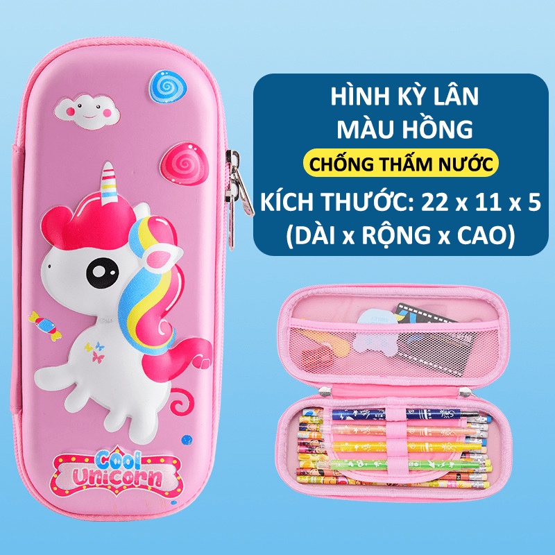 Hộp Bút Họa Tiết In Nổi 3D Sinh Động, Siêu Nhẹ, Chống Thấm Nước, dành cho bé trai và bé gái - NKHB03