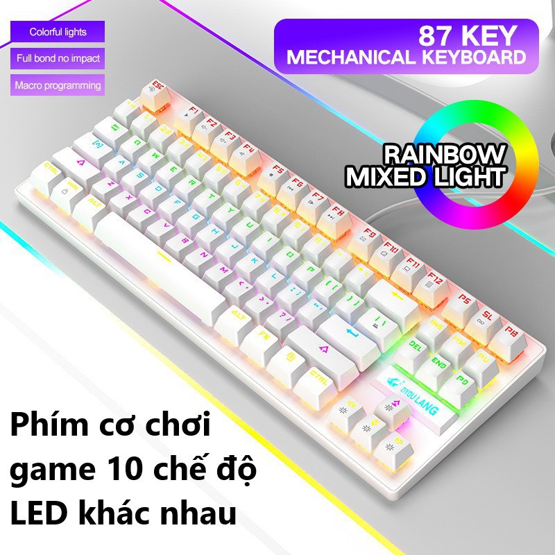 [ CHUYÊN GAME ] Bàn Phím Cơ Gaming ZIYOULANG K2 87 Phím, Bàn Phím Cơ Chuyên Game Blue Switch LED 7 Màu 10 Chế Độ LED