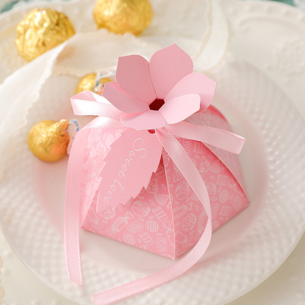 GIOVANNI Petal Candy Box 6 Leaf Wedding Favors Gift Bags Paper Favor Box Baby Shower for Guests Multicolor Party Supplies Sugar Boxes