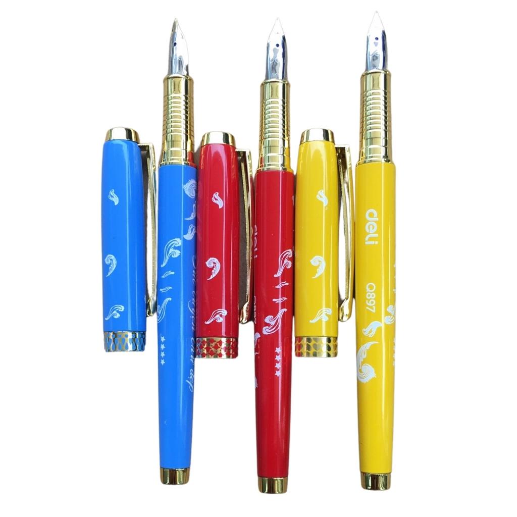 Bút máy deli Q897 - Bút luyện viết chữ đẹp - Bút mực ( Sẵn ngòi mài thanh đậm )