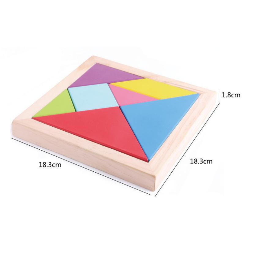 Tangram - Xếp Hình Trí Uẩn Hàng Đẹp Size To 18cm - Bộ Ghép Hình Bằng Gỗ Thông Minh