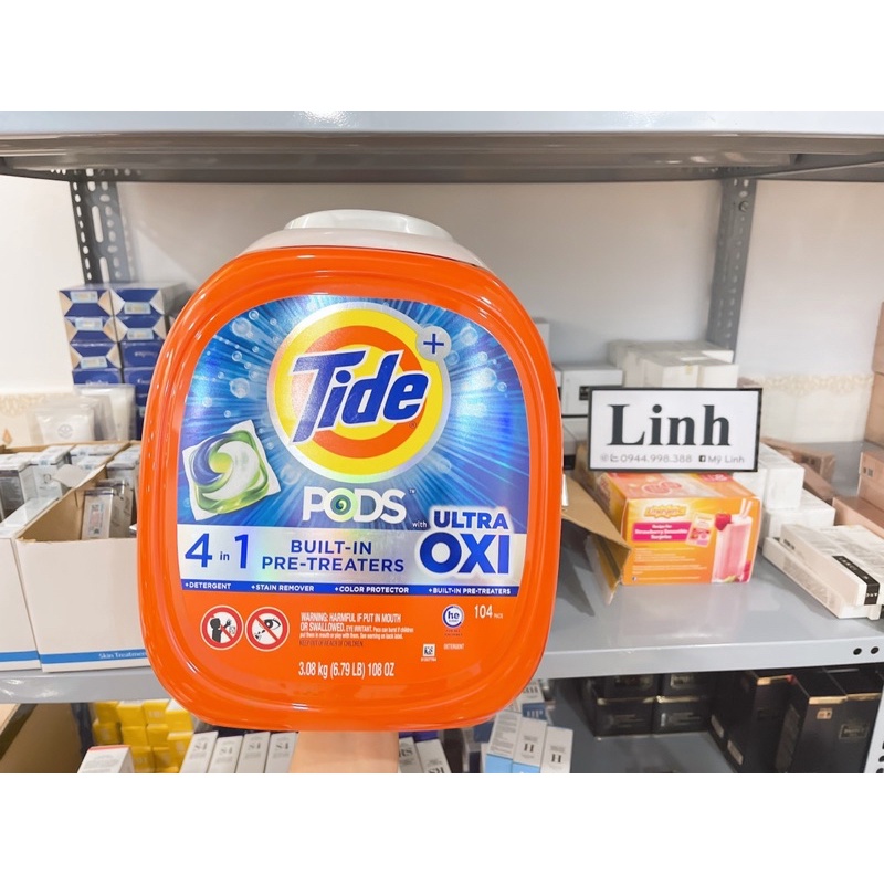 Viên giặt Tide Pods 4 trong 1 Downy - Oxi (104 viên)