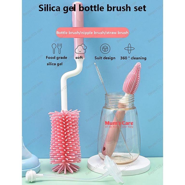 Cọ Rửa Bình Sữa Và Núm Ti silicone 3 chi tiết Mum's Care Cao cấp (Sản xuất Thái Lan)