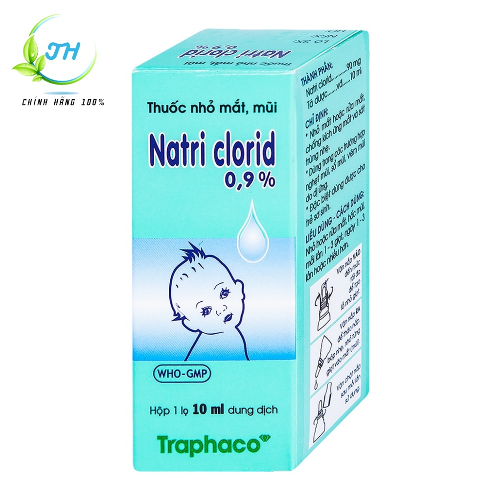 Nước muối sinh lý Nacl 0,9% Traphaco nhỏ mắt, mũi