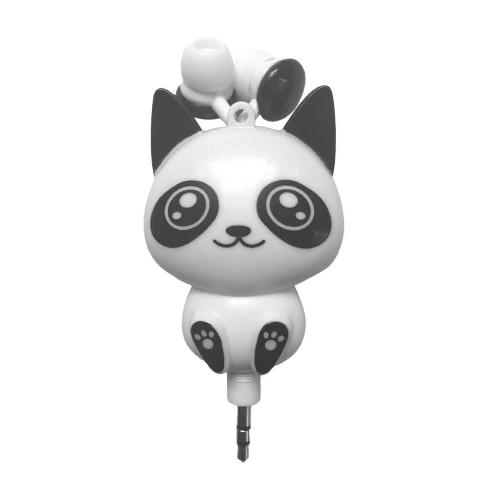 Tai nghe nhét tai hình gấu trúc có dây rút