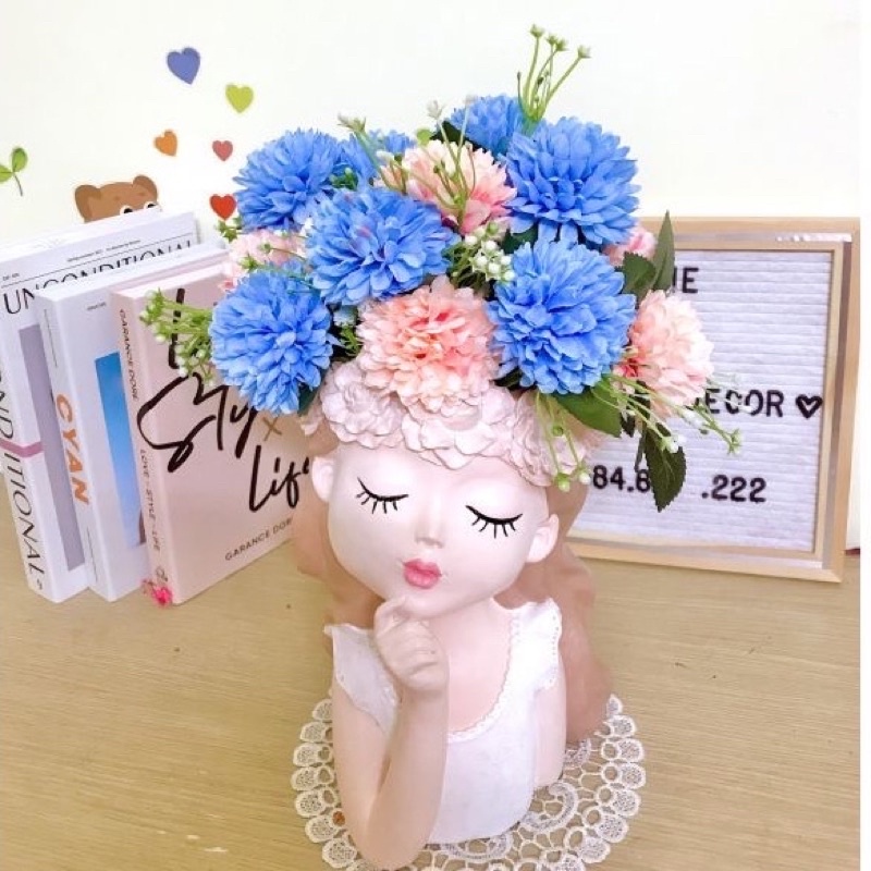 Lọ hoa decor, bình hoa cô gái thiên thần 27cm trang trí nhà siêu xinh hàng loại 1
