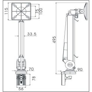 [GIÁ TREO]GIÁ ĐỠ LÒ XO KHÍ 1 MÀN HÌNH FOGIM TKLA-2032-B