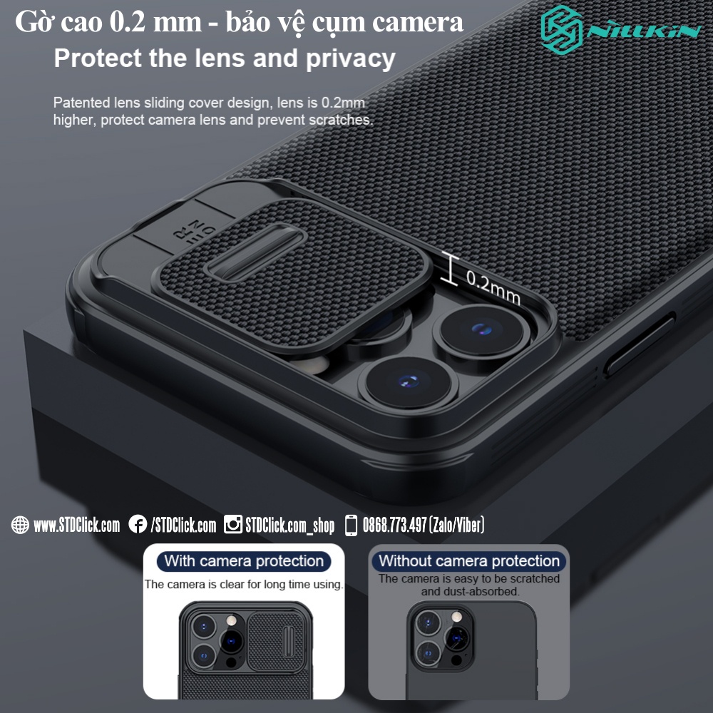ỐP LƯNG IPHONE 13 PRO MAX NILLKIN TEXTURED PRO NYLON FIBER BẢO VỆ CAMERA CHÍNH HÃNG