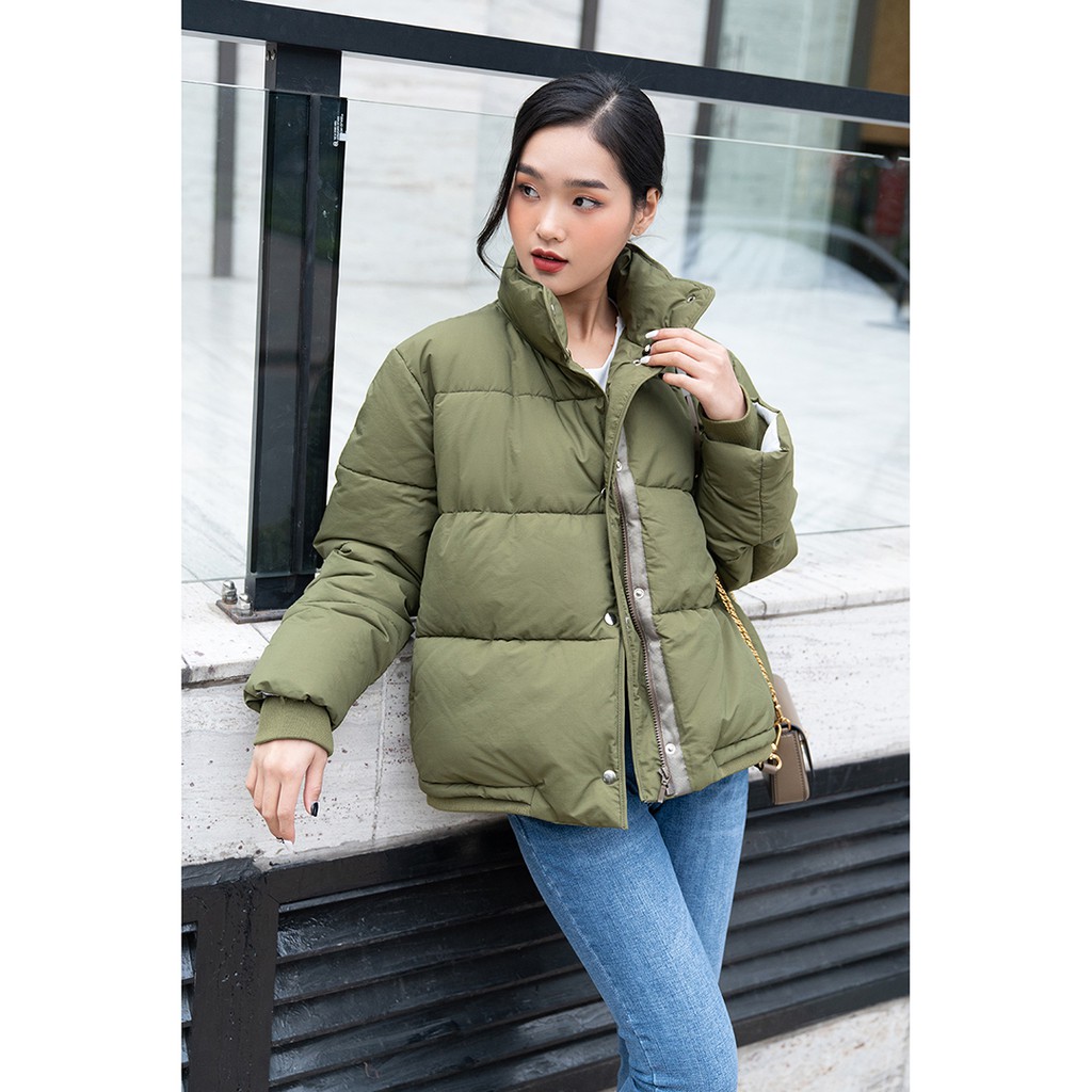 Áo khoác phao nữ lót bông siêu ấm không mũ KPA1242 92WEAR | BigBuy360 - bigbuy360.vn