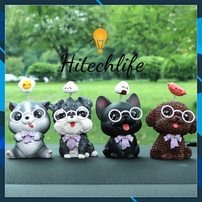 Phụ Kiện Trang Trí Taplo Xe Hơi Cún Đeo Kính Cực Xinh Trang Trí Xe Ô Tô, Bàn Làm Việc - Phụ Kiện Oto Hitechlife Giá Rẻ