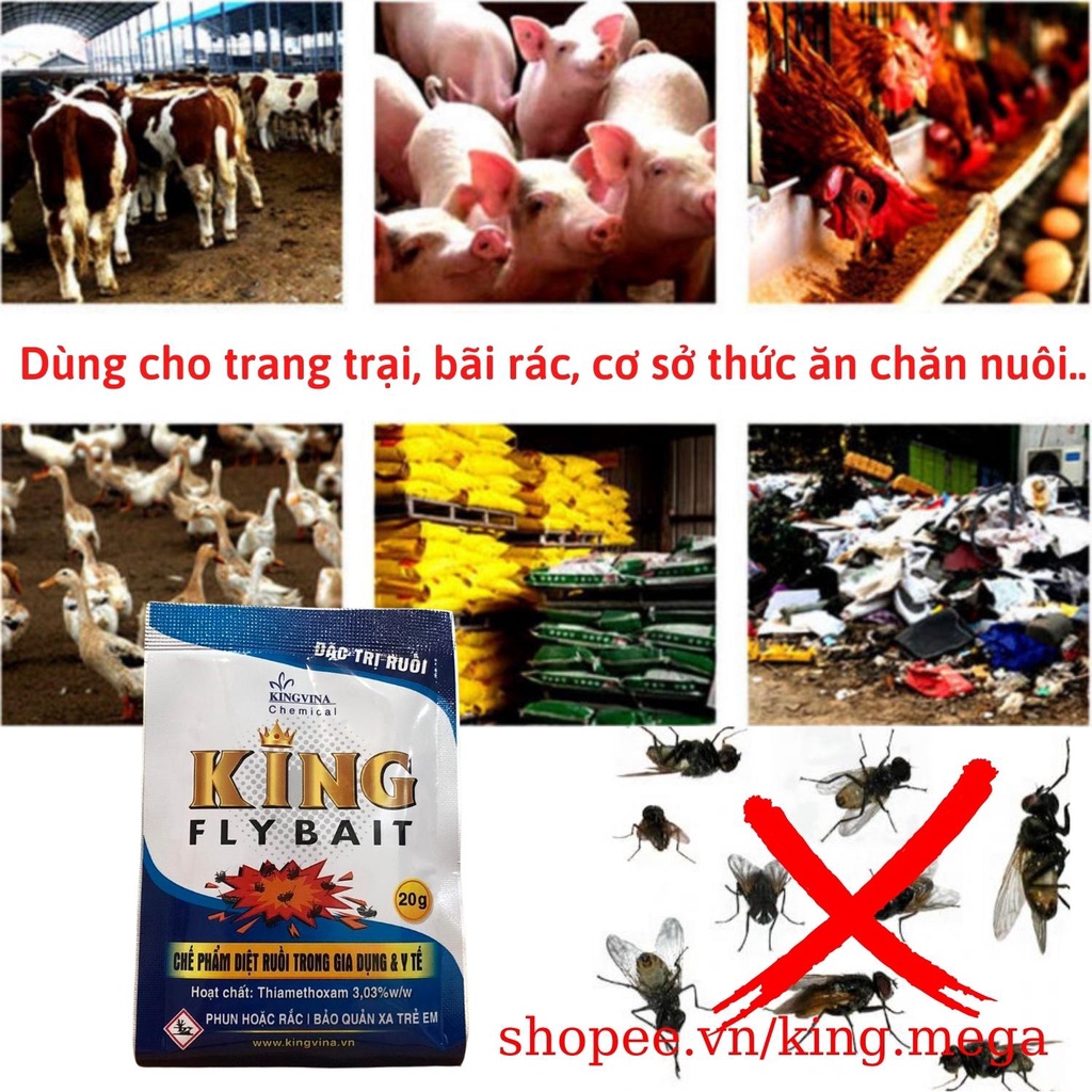 Thuốc diệt ruồi chuồng heo, lợn, chuồng bò, bãi rác, trang trại - An toàn hiệu quả - King Fly Bait