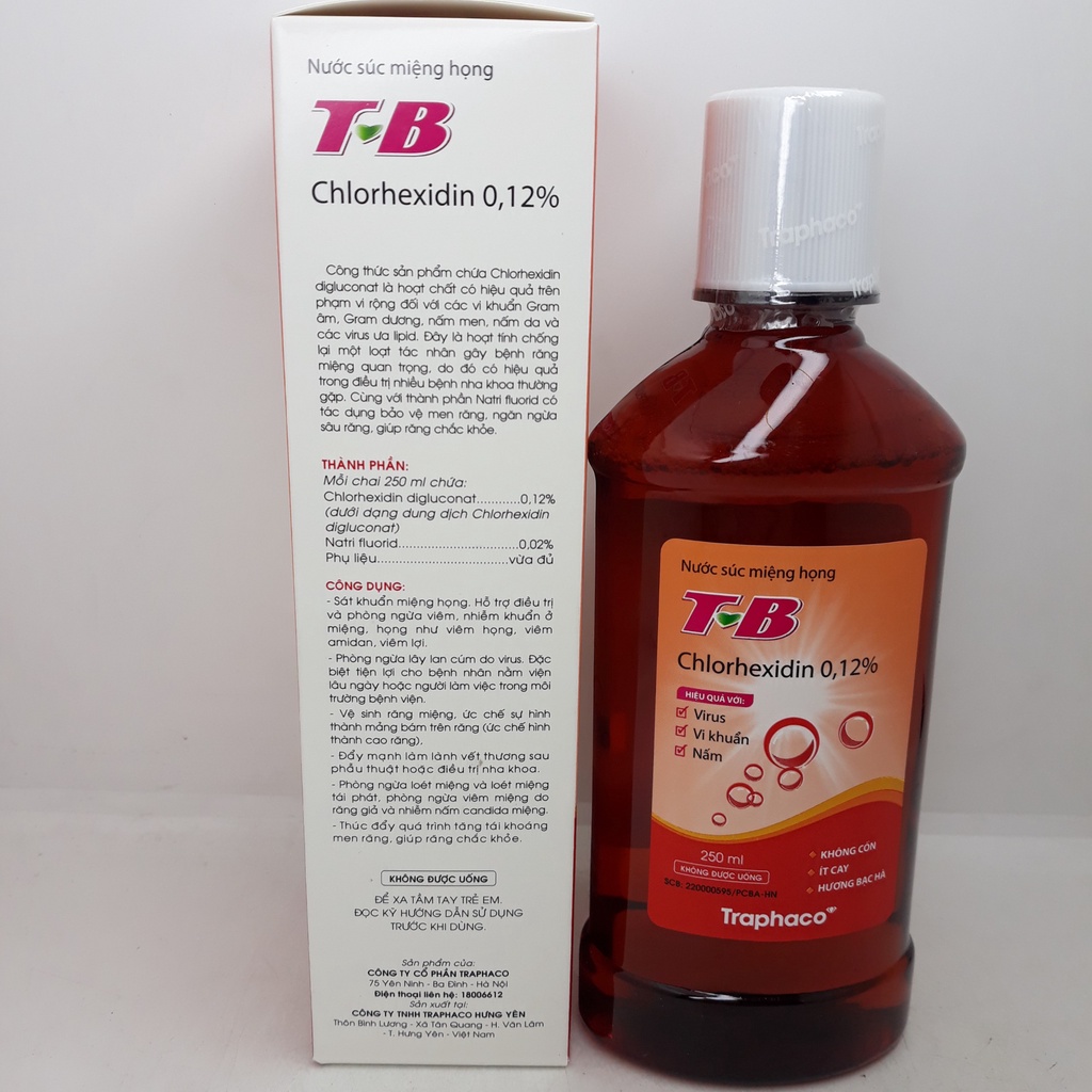 Nước Súc Miệng Họng TB Chlorhexidin Traphaco - Sát khuẩn, phòng ngừa lây lan cúm do virus