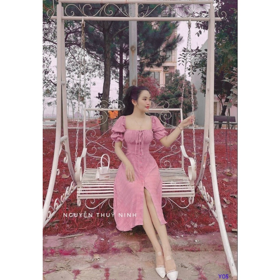 ĐẦM TIỂU THƯ ĐI CHƠI TIỆC THIẾT KẾ TÀ XẺ SEXY PHỐI TAY NHÚM CỔ VUÔNG CÓ MÚT TÔN DÁNG ĐẸP, CHẤT VẢI XỐP