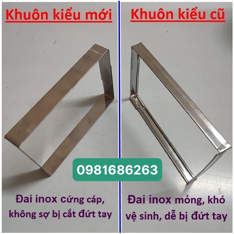 Khuôn giò lụa nắp thụt inox, khuôn giò lụa inox sịn dày 0,5kg-1kg
