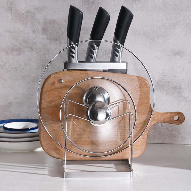 Kệ để dao thớt đa năng Giá treo nắp nồi inox 304 bền chắc không gỉ sét Dụng cụ nhà bếp Kệ để nắp vung dán tường GTH