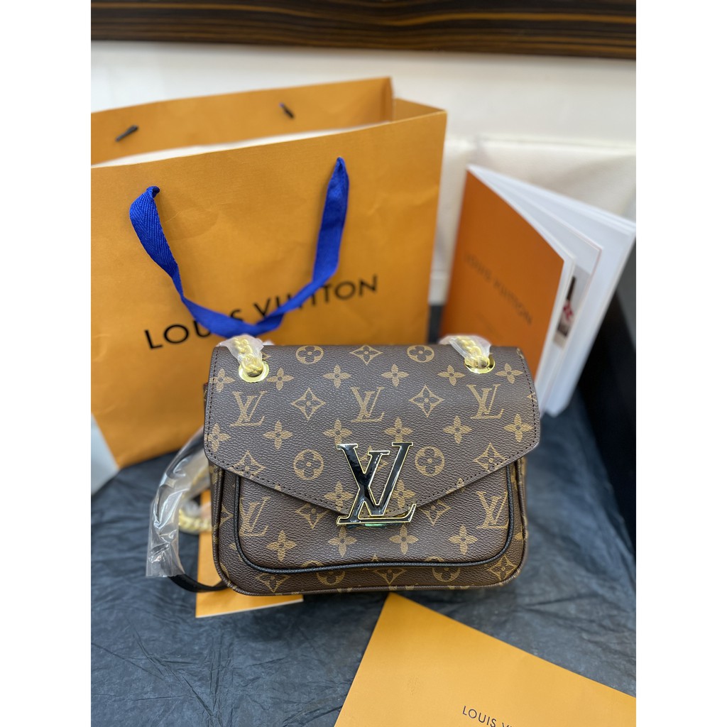 Túi Passy super hoa nâu size 23cm