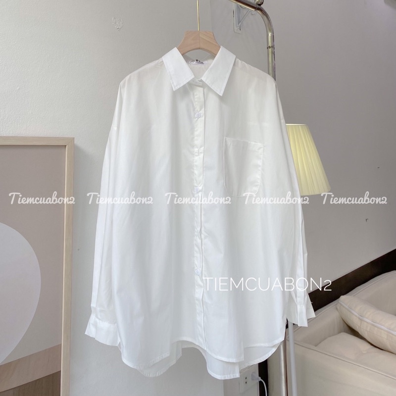 Áo sơ mi trắng basic dập ly sau mặc đi học đi chơi mix đồ xinh | BigBuy360 - bigbuy360.vn