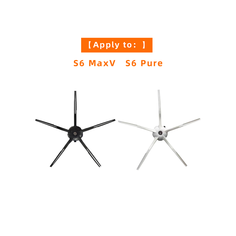 Bộ 5 Bàn Chải Nguyên Chất Màu Trắng Đen Dành Cho Rô Bốt Hút Bụi roborock S6 maxv S6