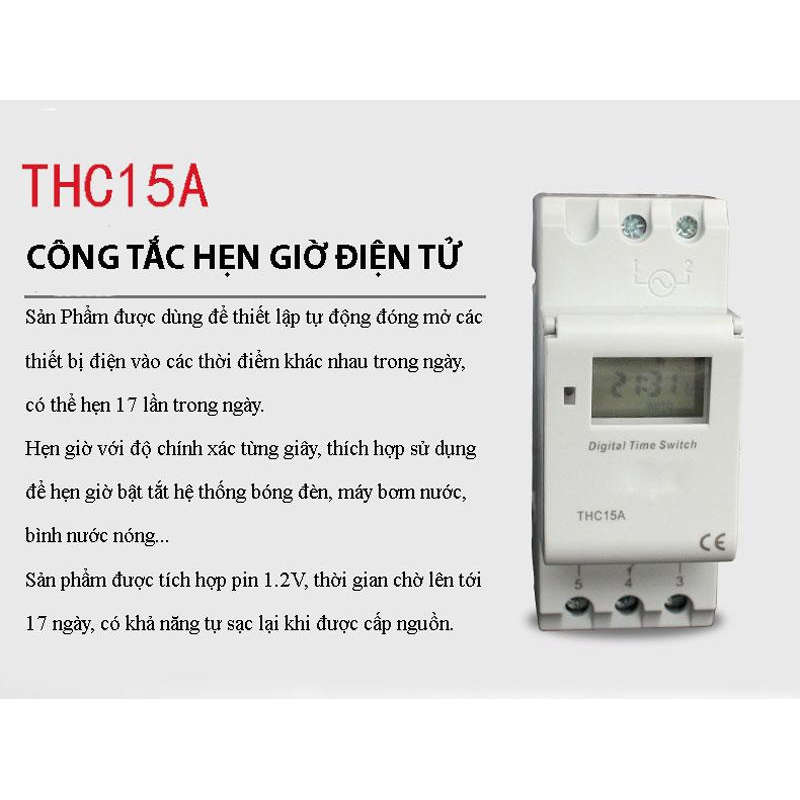 Công tắc hẹn giờ điện tử lập trình THC15A 16A/220V (Trắng) timer hẹn giờ ổ cắm hẹn giờ côn