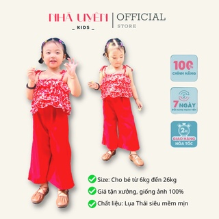 Đồ Bộ Bé Gái Quần Ống Rộng Áo Dây Nhún Bèo Dễ Thương Chất Siêu Mát Cho Bé Gái Từ 1 Tuổi Đến 8 Tuổi NHÃ UYÊN KIDS BK014