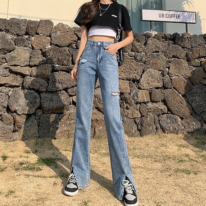 Quần Jeans Nữ Lưng Cao Xẻ Ống Thời Trang Hè 2021 | BigBuy360 - bigbuy360.vn