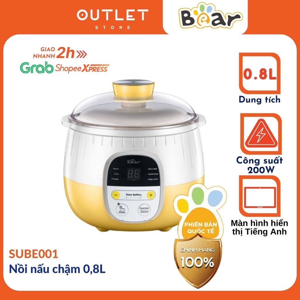 Nồi nấu đồ ăn chậm 0,8L Bear SUBE001 cho trẻ em, an toàn tiện dụng phù hợp toàn bộ người trong gia đình