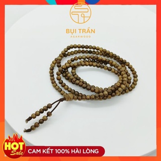 Vòng tay gỗ trầm hương 108 hạt size 4li cuốn 6 vòng tay