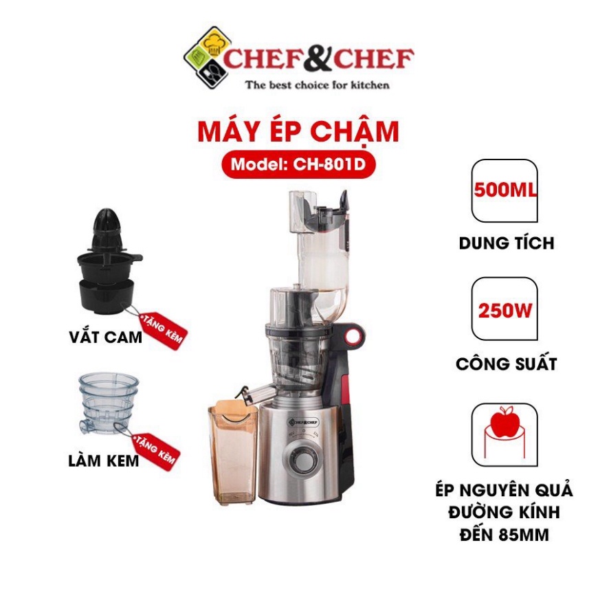 MÁY ÉP CHẬM NGUYÊN QUẢ CHEF&amp;CHEF CH-801D THIẾT KẾ THÔNG MINH CHẤT LIỆU CAO CẤP dogiadungngoctung1 hi