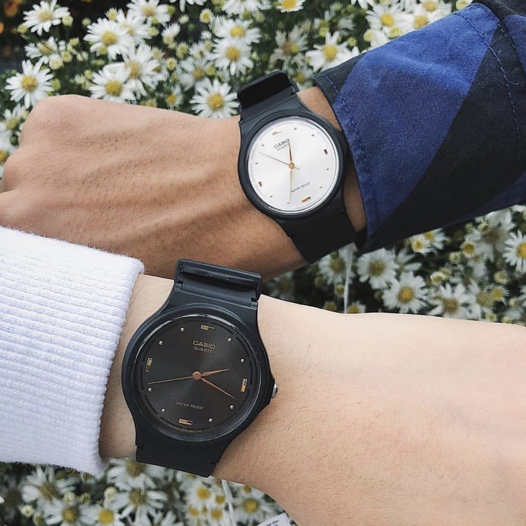 Đồng hồ nam nữ Casio  chính hãng mặt tròn chống nước 3ATM , dây nhựa - đồng hồ MQ76