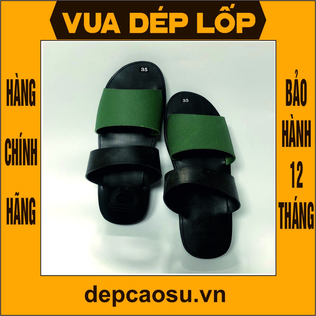 Dép cao su 2 quai ngang đế 2,5cm xanh bộ đội thương hiệu Vua Dép Lốp Phạm Quang Xuân, chính hãng, có bảo hành, ảnh thật