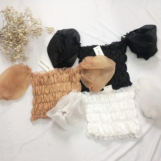 Áo croptop nhúng voan kiếng (3 màu) siêu xinh