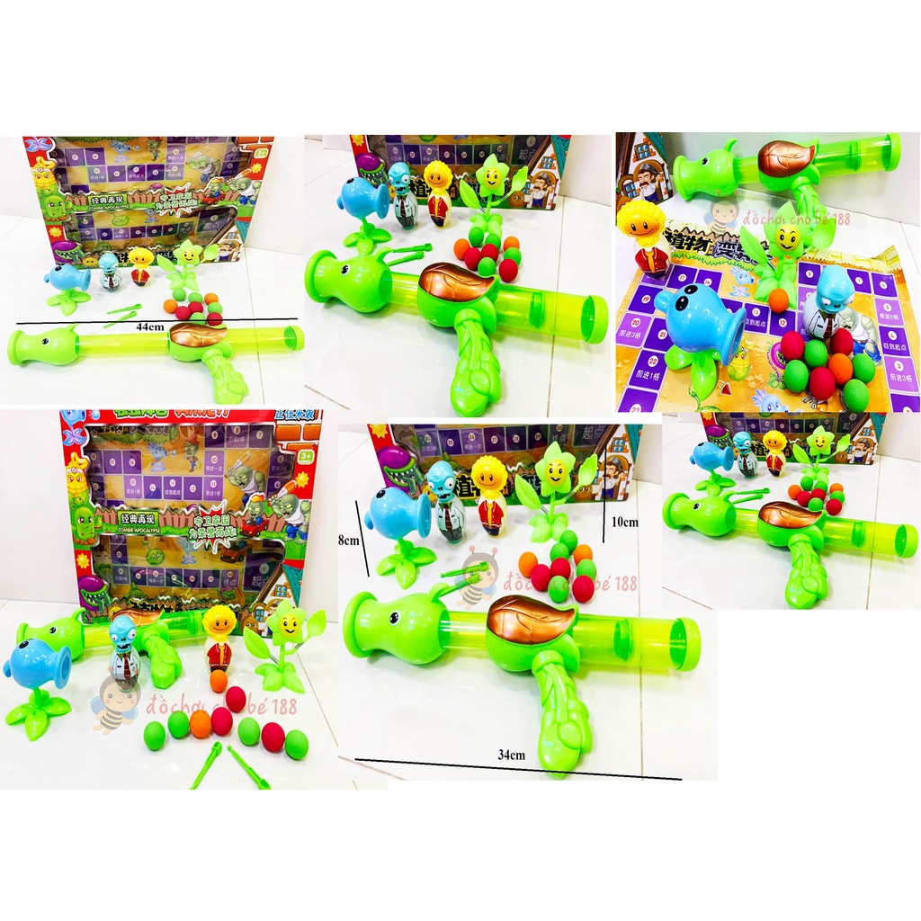 Đồ chơi súng bắn bóng thụt bóng zombie + mô hình zombie