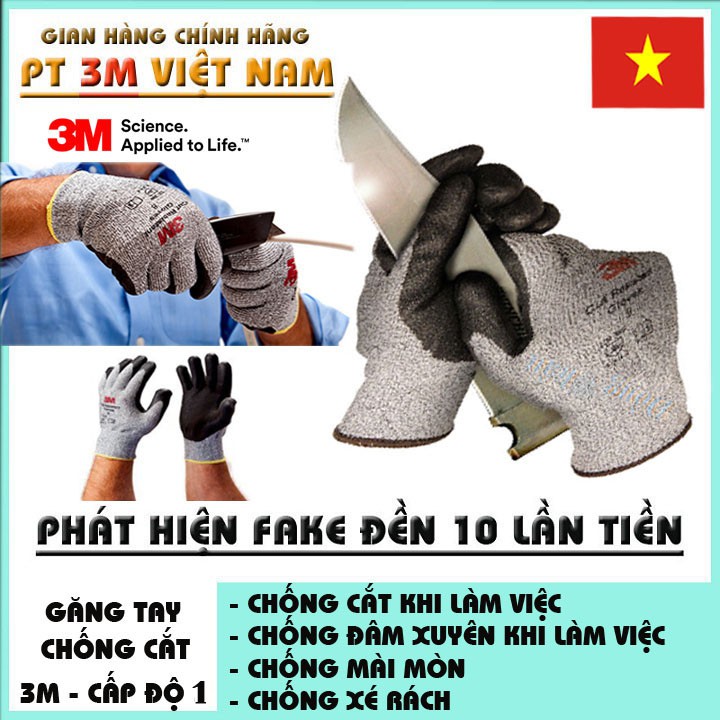 Găng tay chống cắt 3M cấp độ 1 bảo hộ chống đâm xuyên, chống mài mòn, chống xé rách