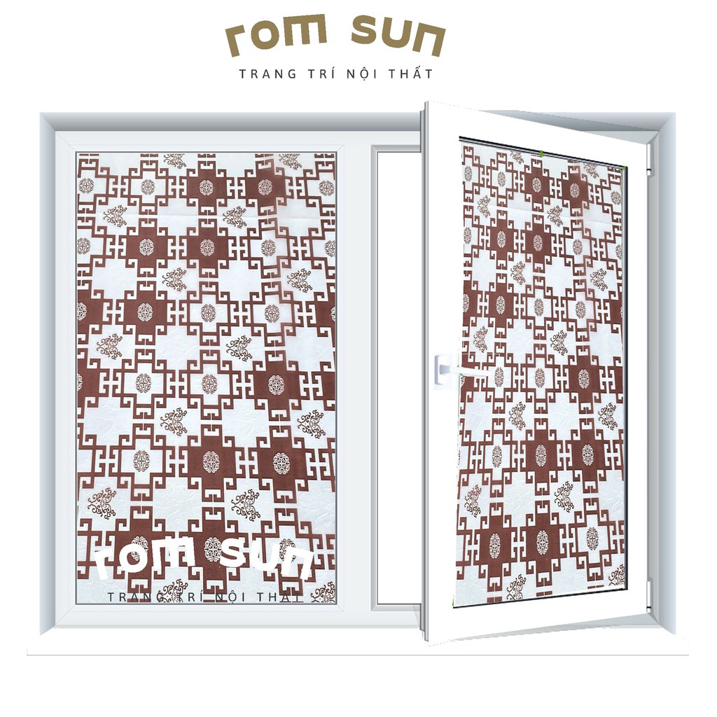 Decal dán kính mờ kẻ ô nâu, giấy dán kính cửa sổ phòng ngủ,phòng tắm, văn phòng