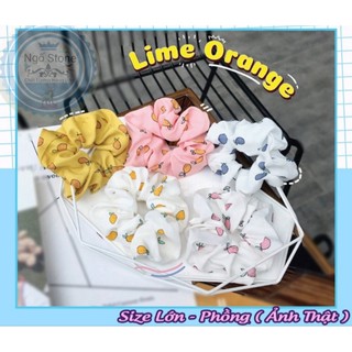 Cột Tóc Vải Scrunchies Quả Chanh Phồng To