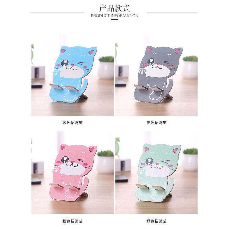 Giá Để Điện Thoại Hình Mèo Thỏ Bằng Gỗ