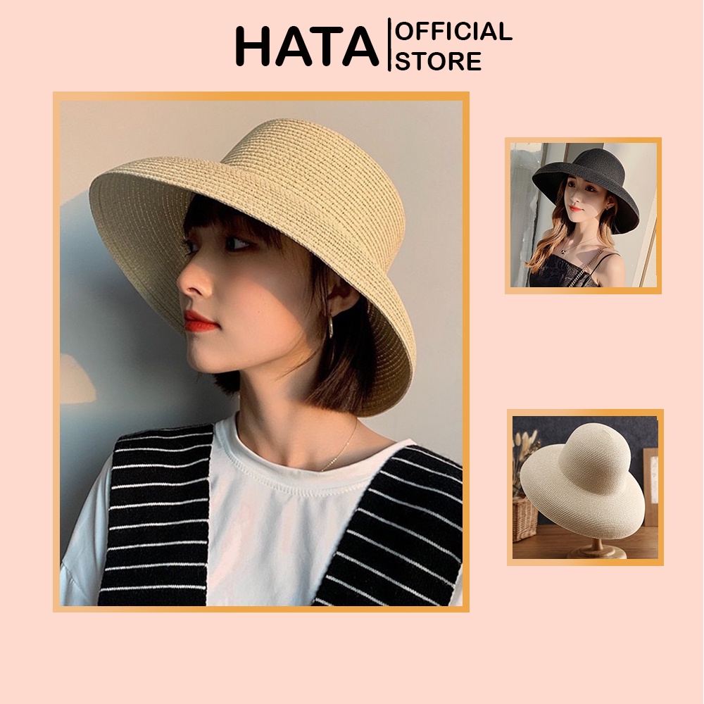 Mũ Cói Vành Rộng Buket Đi Biển Nón Chuông Cụp Vành Vintage 436 Thời Trang