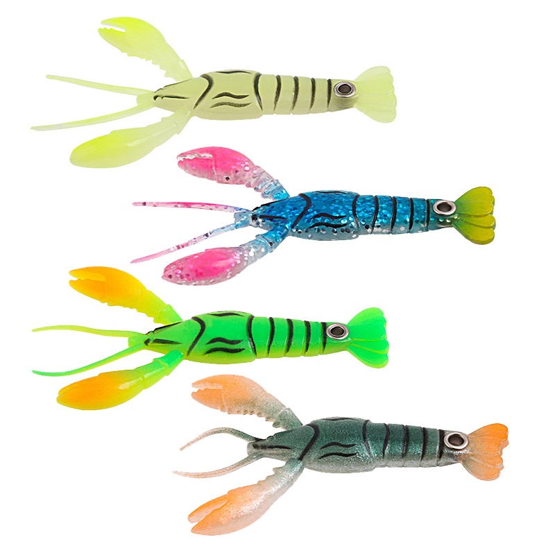 4 Mồi Tôm Giả Câu Cá Bằng Silicone Cao Su Mềm 5.5g-8.3cm