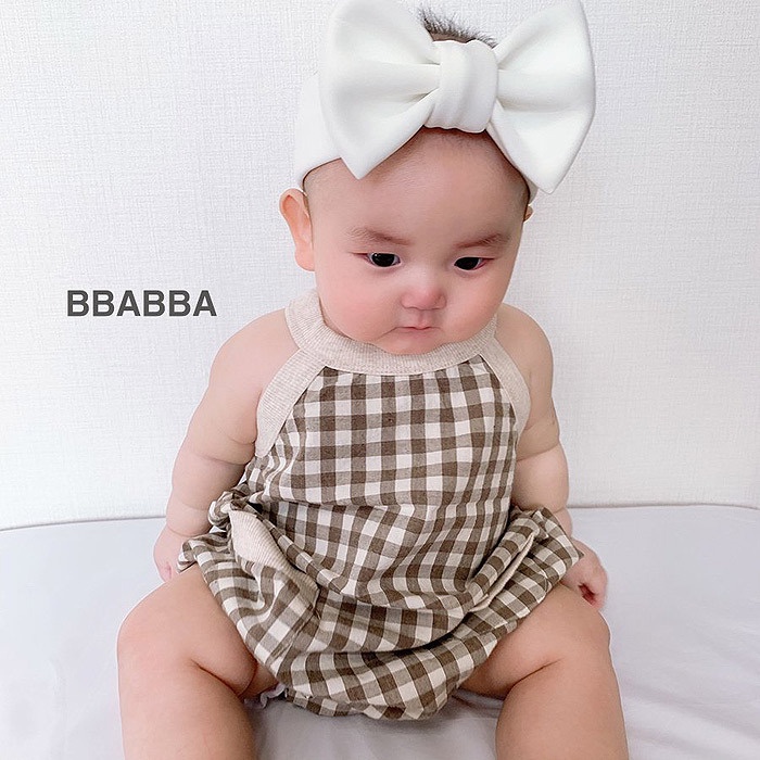 Bộ Áo Liền Quần Sát Nách Kẻ Sọc Ca Rô Dễ Thương Cho Bé Gái Từ 0-2 Tuổi