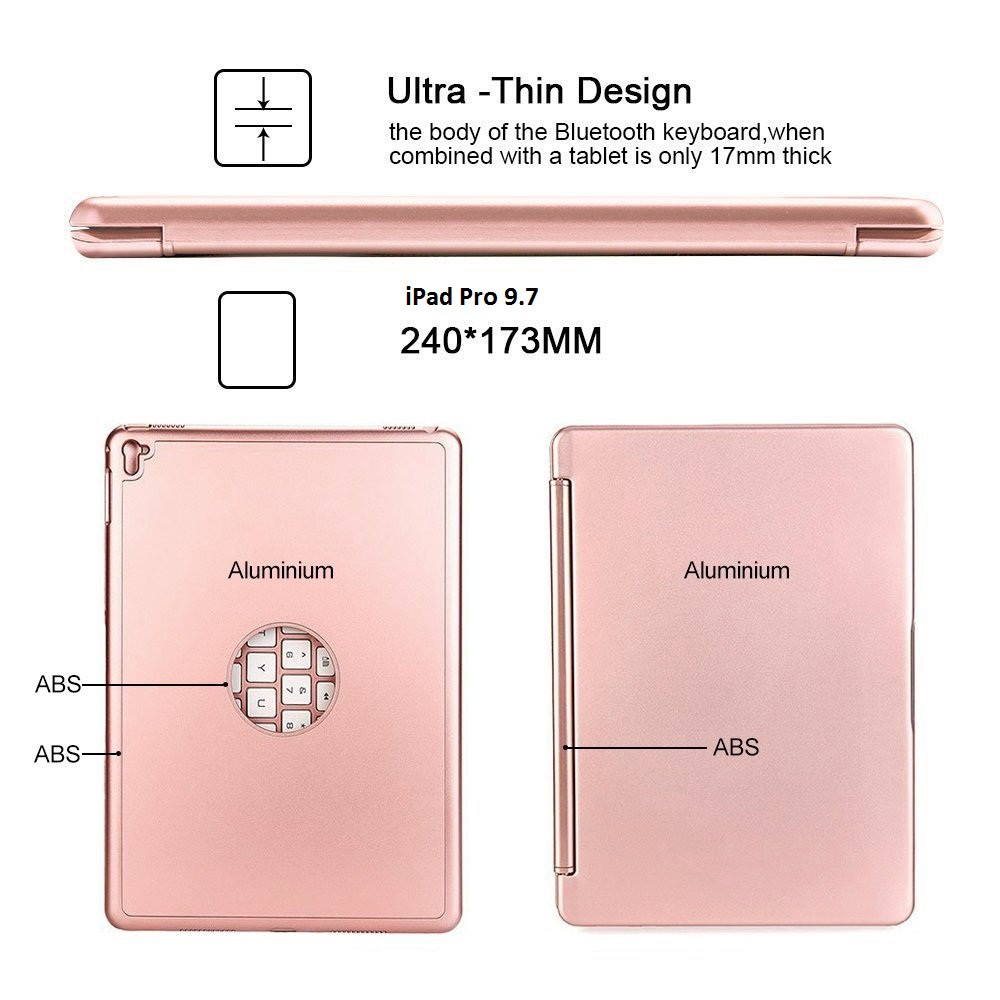 Bàn phím Bluetooth kiêm ốp lưng cho iPad Pro 9.7'' (Rose Gold)