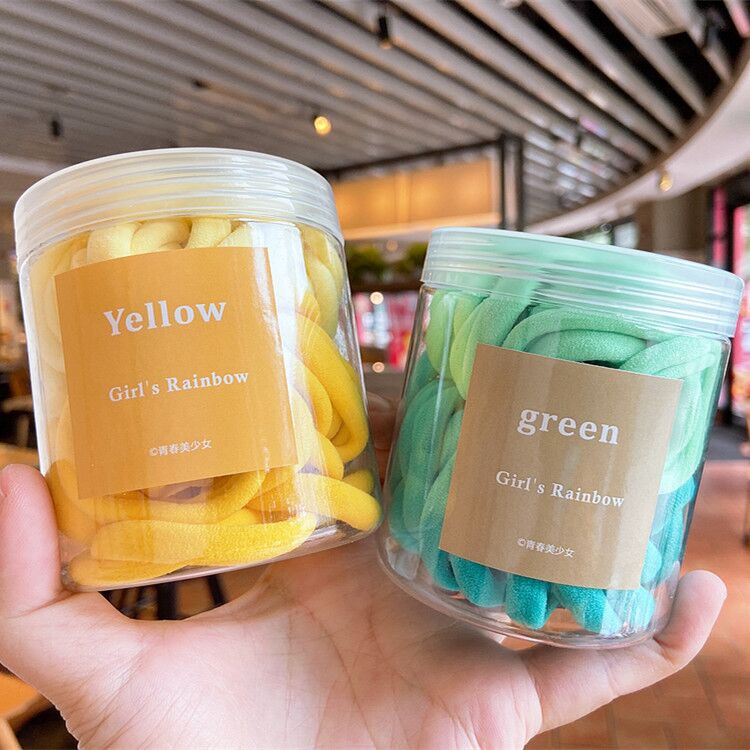 Set 50 dây buộc tóc co giãn màu trơn thiết kế đơn giản cho nữ