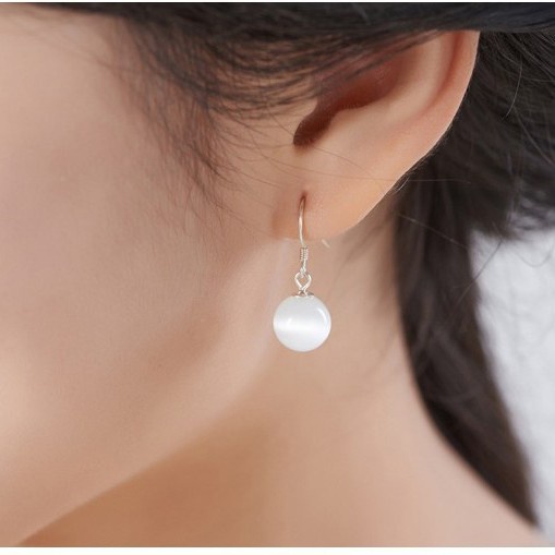 Bông Tai Mạ Bạc 925 Đính Ngọc Trai Giả Kiểu Hàn Quốc Xinh Xắn