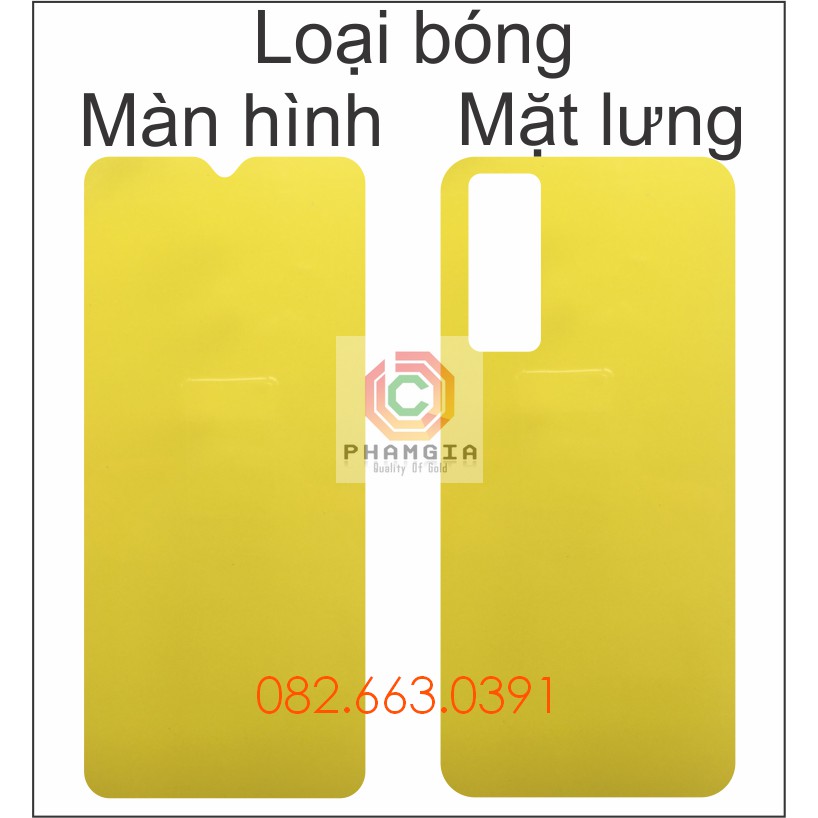 Dán PPF Vivo Y51 loại nhám, bóng dành cho màn hình, mặt lưng , mặt lưng full viền