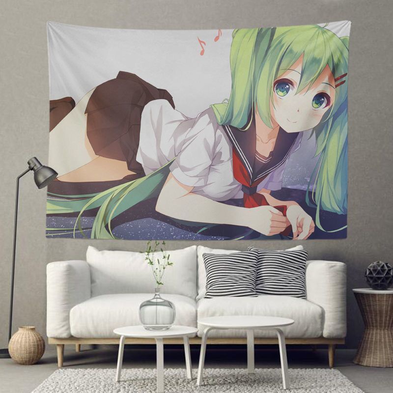 Tranh Vải Treo Tường In Hình Hatsune miku Hai Chiều Trang Trí Phòng Ký Túc Xá