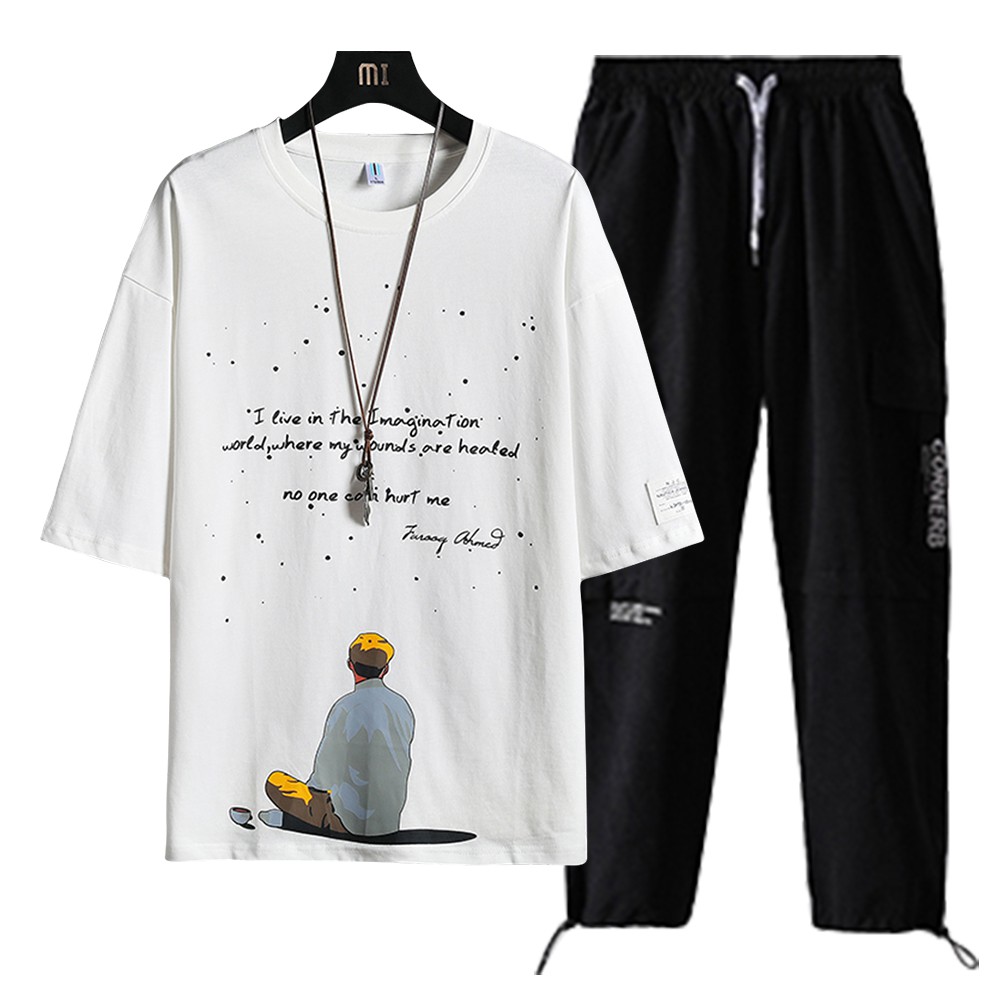 Bộ Đồ Thun Nam Thể Thao Mùa Hè Áo Phông Ngắn Tay Và Quần Jogger Túi Hộp Bo Gấu SET NAM 90000167C | BigBuy360 - bigbuy360.vn