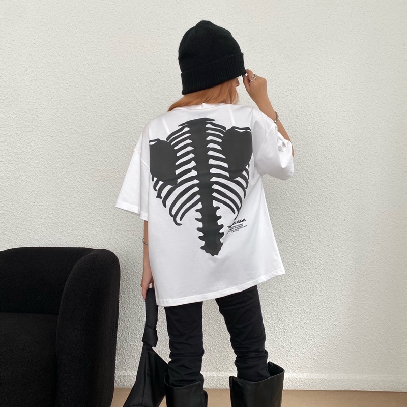 ÁO THUN SKELETON PHỐI MÀU TRẮNG THE BLACK ADAMS